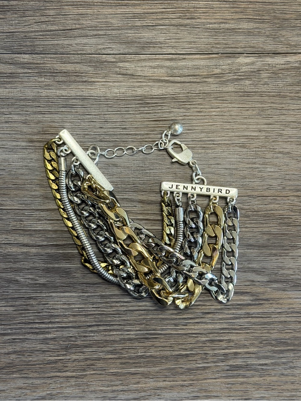 Jenny Bird Multi Layer Chain Bracelet Lobster Close 8.5"